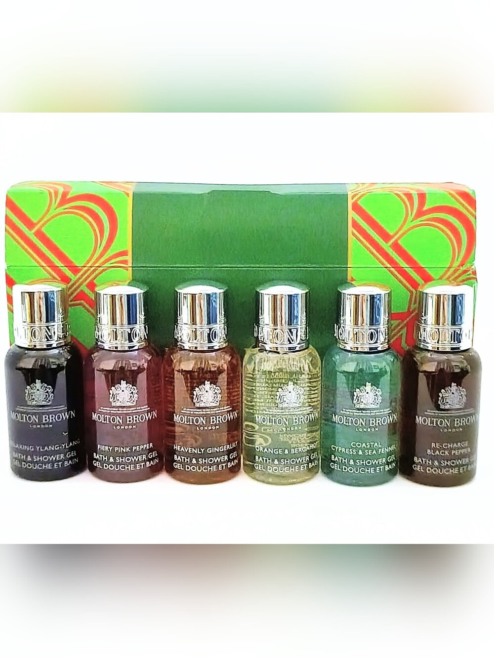 Molton Brown London Bath & Shower Gel Gift Set 6 Pc Travel Size w/ Box